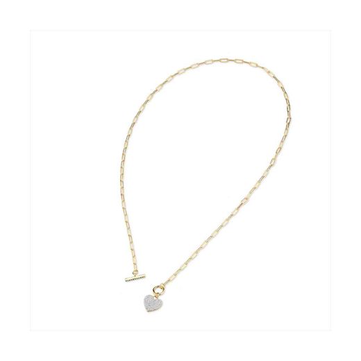 Colgante Plata Dorada J11644 Corazón Circonitas 40cm