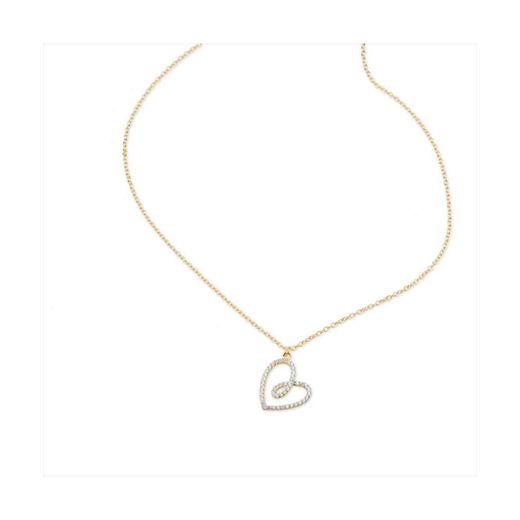 Colgante Plata Dorada J11658 Corazón Circonitas 40+5cm