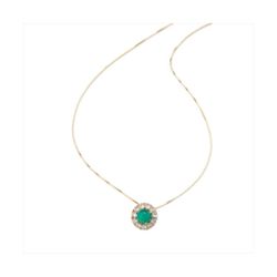 Colgante Plata Dorada J11678 Piedra Esmeralda Circonitas 40+5cm