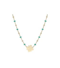 Colgante Plata Dorada Liska LAF6410CL-D Trébol Piedras Verdes