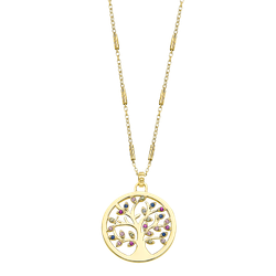 Colgante Plata Dorada Lotus LP1890-1/2 Árbol De La Vida Circonitas Multicolor