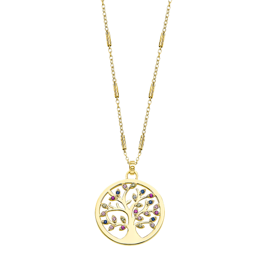 Colgante Plata Dorada Lotus LP1890-1/2 Árbol De La Vida Circonitas Multicolor
