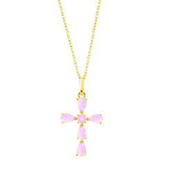 Colgante Plata Dorada Lotus LP3557-1/1 Cruz Circonitas Lila