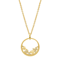 Colgante Plata Dorada Lotus LP3578-1/1 Círculo Corazones - Circonitas