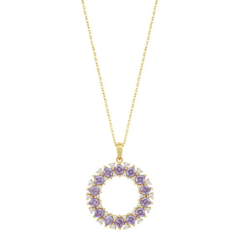Colgante Plata Dorada Lotus LP3838-1/2 Aro Circonitas Purpuras