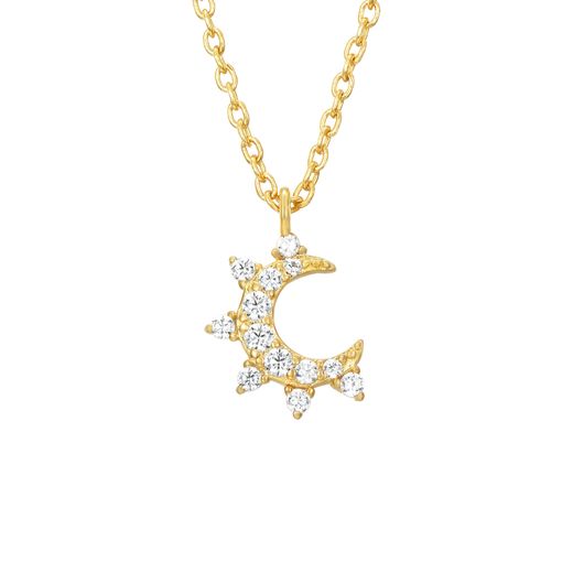 Colgante Plata Dorada Media Luna Circonitas 8mm COZ0329DO 40+5cm