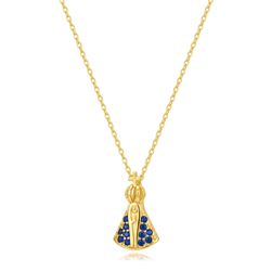 Colgante Plata Dorada Mujer 14mm COZ0406DOZA Virgen Del Pilar Circonitas Azul
