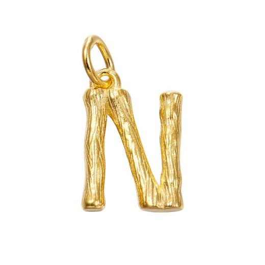 Colgante Plata Dorada Mujer 15mm CG00057DON Letra N