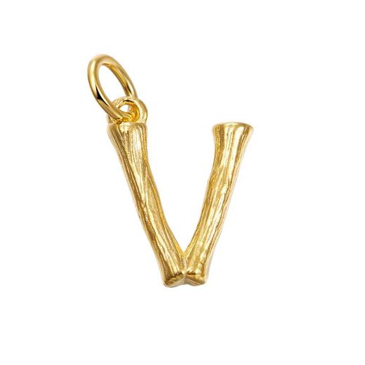 Colgante Plata Dorada Mujer 15mm CG00057DOV Letra V