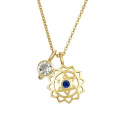Colgante Plata Dorada Mujer 15mm COZ0347DOZA Mandala Circonitas Azul