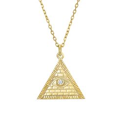 Colgante Plata Dorada Mujer 15mm COZ0352DO Triángulo Illuminati Circonitas