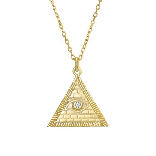 Colgante Plata Dorada Mujer 15mm COZ0352DO Triángulo Illuminati Circonitas