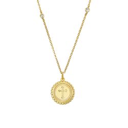 Colgante Plata Dorada Mujer 15mm COZ0357DO Cruz En Brillo