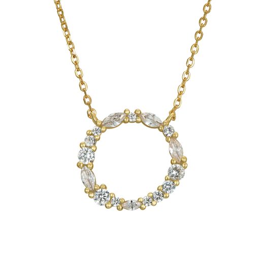 Colgante Plata Dorada Mujer 16mm COZ0344DO Círculo Circonitas