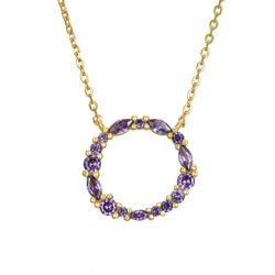 Colgante Plata Dorada Mujer 16mm COZ0344DOAM Círculo Circonitas Amatista