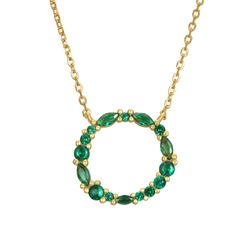 Colgante Plata Dorada Mujer 16mm COZ0344DOZV Círculo Circonitas Verde