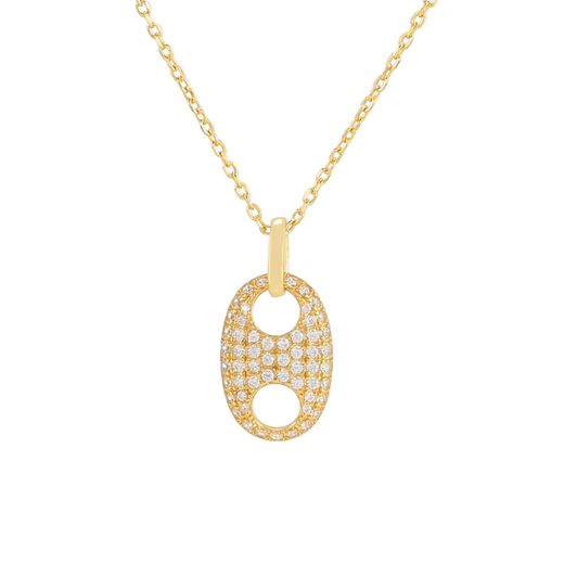 Colgante Plata Dorada Mujer 16x10mm COZ0367DO Eslabón Circonitas