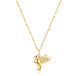 Colgante Plata Dorada Mujer 18mm COZ0411DO Colibrí Circonitas