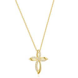Colgante Plata Dorada Mujer 19mm COZ0410DO Cruz Circonitas