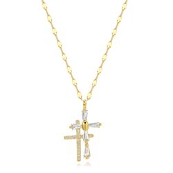 Colgante Plata Dorada Mujer 20mm COZ0403DO Doble Cruz Circonitas