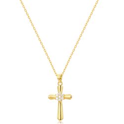 Colgante Plata Dorada Mujer 21mm COZ0409DO Cruz Circonitas