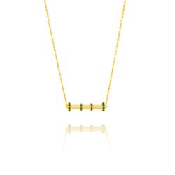 Colgante Plata Dorada Mujer 24mm COZ0392DOZV Barra Circonitas Verdes