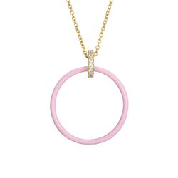 Colgante Plata Dorada Mujer 27mm COZ0328DOEP Círculo Enamel Rosa Circonitas