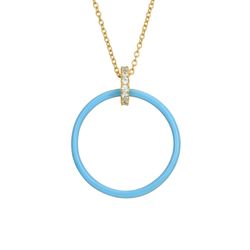 Colgante Plata Dorada Mujer 27mm COZ0328DOET Círculo Enamel Turquesa Circonitas