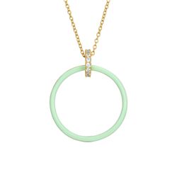 Colgante Plata Dorada Mujer 27mm COZ0328DOME Círculo Enamel Mint Green Circonitas