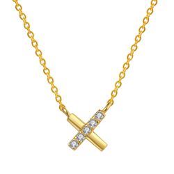 Colgante Plata Dorada Mujer 6mm COZ0307DO Cruz Circonitas