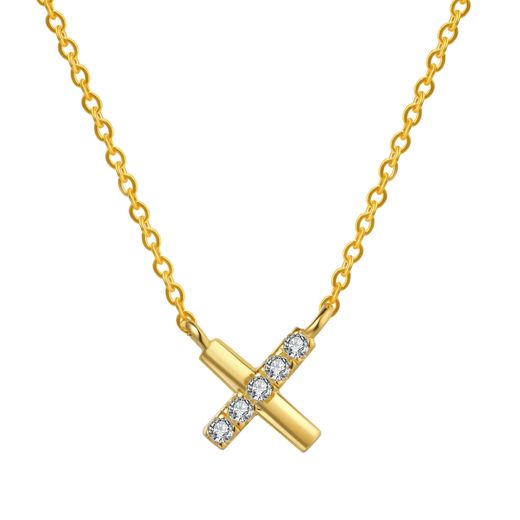 Colgante Plata Dorada Mujer 6mm COZ0307DO Cruz Circonitas