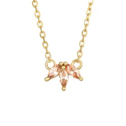 Colgante Plata Dorada Mujer 8x6mm COZ0322DOZC Flor Circonitas Champagne