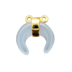 Colgante Plata Dorada Mujer CGM0001DOCB Cuerno Piedra Mineral Calcedonia Azul