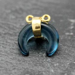 Colgante Plata Dorada Mujer CGM0001DOGB Cuerno Piedra Mineral Glass Blue