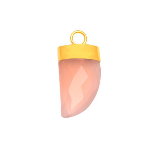 Colgante Plata Dorada Mujer CGM0013DOCR Cuerno Piedra Mineral Cuarzo Rosa