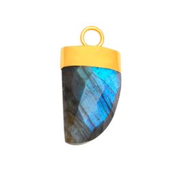 Colgante Plata Dorada Mujer CGM0013DOLA Cuerno Piedra Mineral Labradorita
