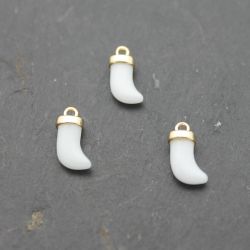 Colgante Plata Dorada Mujer CHM0003DOAB Cuerno Piedras Minerales Ágata Blanca
