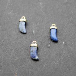 Colgante Plata Dorada Mujer CHM0003DOGB Cuerno Piedras Minerales Glass Blue