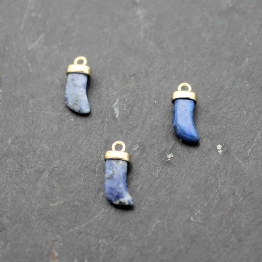 Colgante Plata Dorada Mujer CHM0003DOGB Cuerno Piedras Minerales Glass Blue