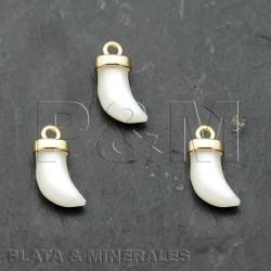 Colgante Plata Dorada Mujer CHM0003DONA Cuerno Piedras Minerales Nácar