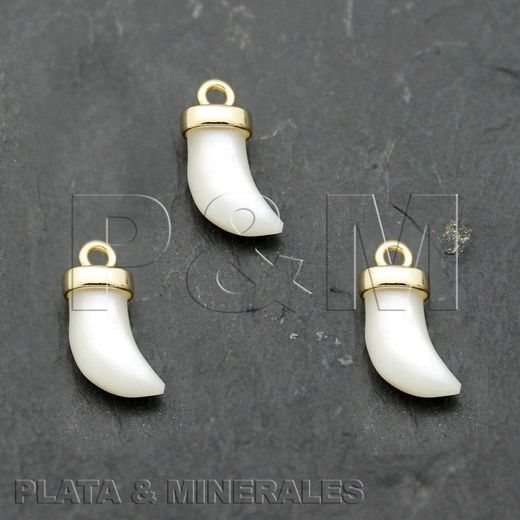 Colgante Plata Dorada Mujer CHM0003DONA Cuerno Piedras Minerales Nácar