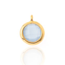 Colgante Plata Dorada Mujer CHM0004DOCB Piedra Mineral Calcedonia Azul