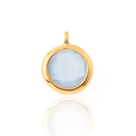 Colgante Plata Dorada Mujer CHM0004DOCB Piedra Mineral Calcedonia Azul