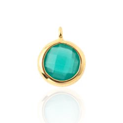 Colgante Plata Dorada Mujer CHM0004DOOV Piedra Mineral Onix Verde