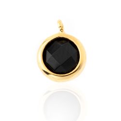 Colgante Plata Dorada Mujer CHM0004DOOX Piedra Mineral Onix Negro