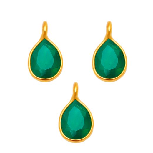 Colgante Plata Dorada Mujer CHM0005DOOV Piedras Minerales Onix Verde