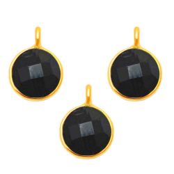 Colgante Plata Dorada Mujer CHM0006DOOX Piedras Minerales Onix Negro