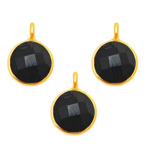 Colgante Plata Dorada Mujer CHM0006DOOX Piedras Minerales Onix Negro