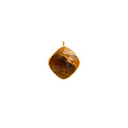 Colgante Plata Dorada Mujer CHM0014DOCHXX Piedras Minerales Cuarzo Ahumado Cuadradas