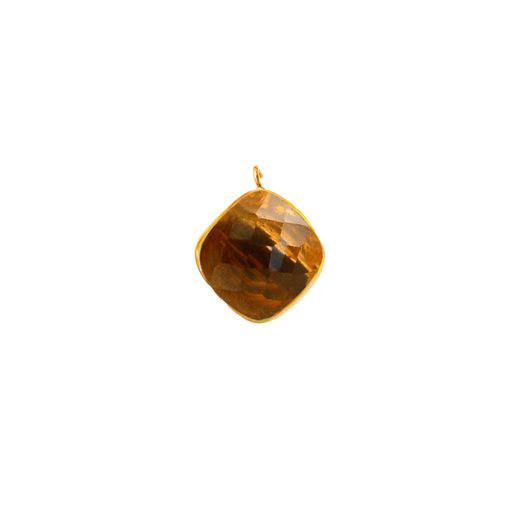 Colgante Plata Dorada Mujer CHM0014DOCHXX Piedras Minerales Cuarzo Ahumado Cuadradas
